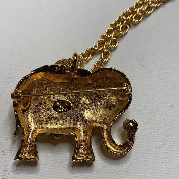 Vintage signed KJL for Avon elephant pendant brooch - Picture 8 of 8